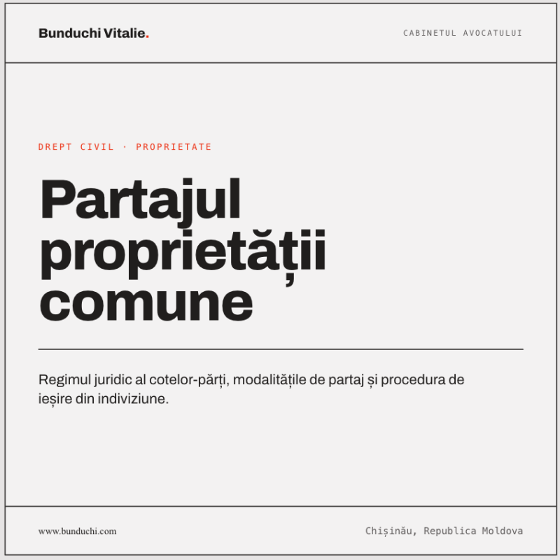 Care sunt modalitățile de partaj a proprietății comune în Republica Moldova?